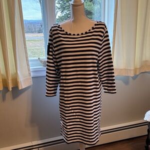 Vineyard Vines Navy and White Striped Long Sleeve Dress
